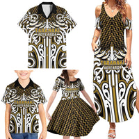 Custom Aotearoa Taranaki Family Matching Summer Maxi Dress and Hawaiian Shirt Maori Tribal Pattern Mix Poutama