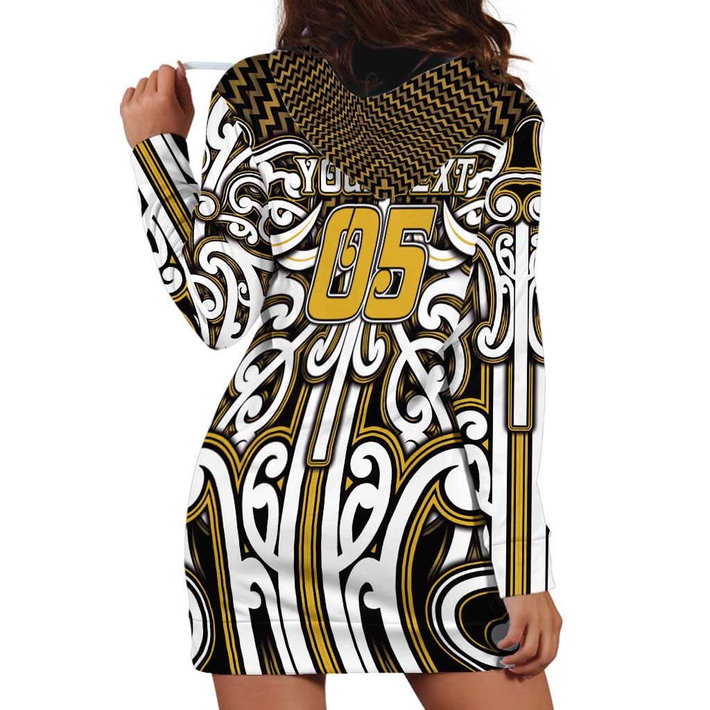 Custom Aotearoa Taranaki Hoodie Dress Maori Tribal Pattern Mix Poutama