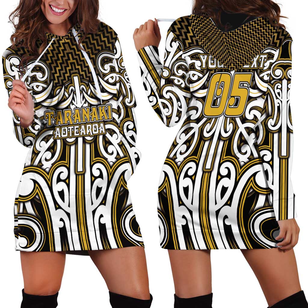 Custom Aotearoa Taranaki Hoodie Dress Maori Tribal Pattern Mix Poutama