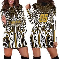 Custom Aotearoa Taranaki Hoodie Dress Maori Tribal Pattern Mix Poutama
