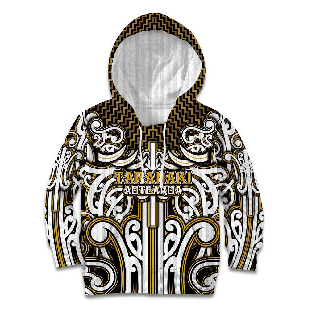 Custom Aotearoa Taranaki Kid Hoodie Maori Tribal Pattern Mix Poutama