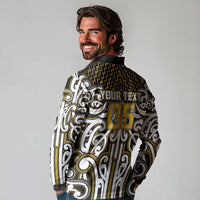 Custom Aotearoa Taranaki Long Sleeve Polo Shirt Maori Tribal Pattern Mix Poutama LT05 - Polynesian Pride