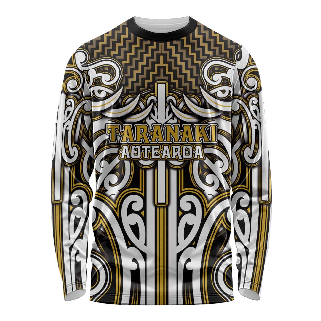 Custom Aotearoa Taranaki Long Sleeve Shirt Maori Tribal Pattern Mix Poutama