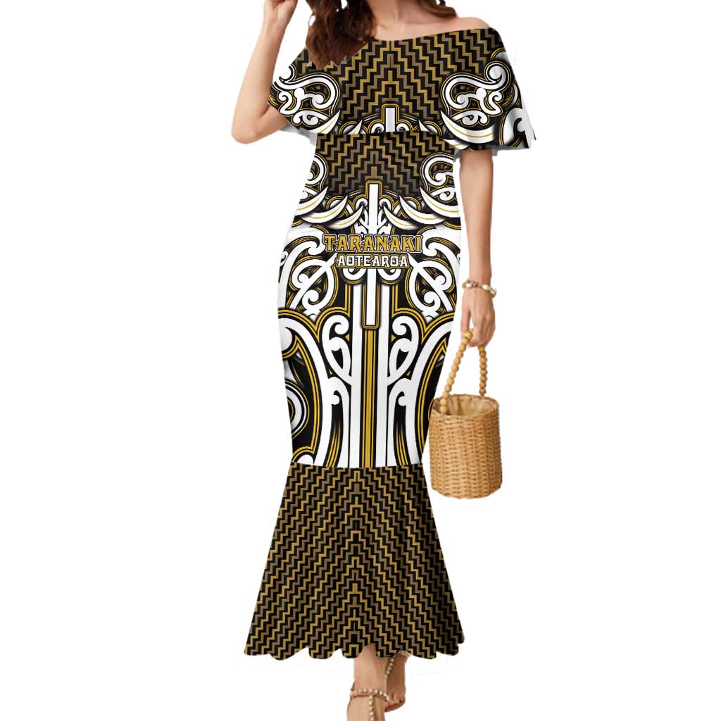 Custom Aotearoa Taranaki Mermaid Dress Maori Tribal Pattern Mix Poutama
