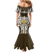 Custom Aotearoa Taranaki Mermaid Dress Maori Tribal Pattern Mix Poutama
