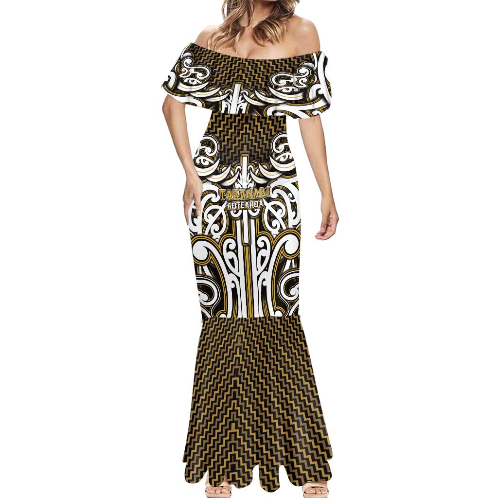 Custom Aotearoa Taranaki Mermaid Dress Maori Tribal Pattern Mix Poutama
