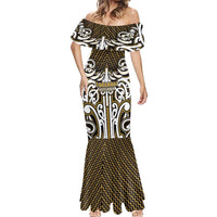 Custom Aotearoa Taranaki Mermaid Dress Maori Tribal Pattern Mix Poutama