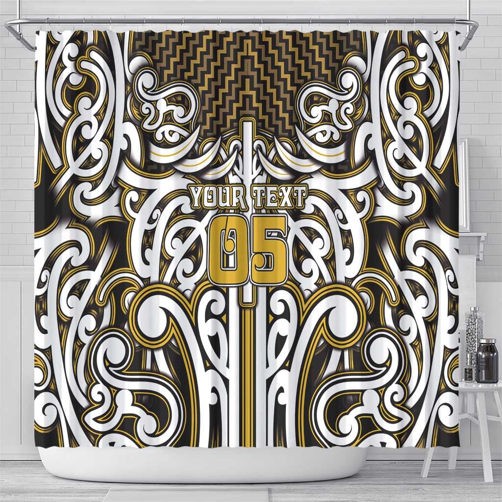Custom Aotearoa Taranaki Shower Curtain Maori Tribal Pattern Mix Poutama LT05 - Polynesian Pride