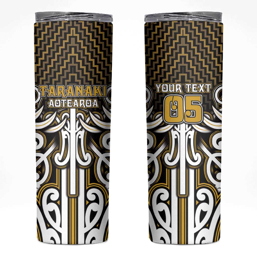 Custom Aotearoa Taranaki Skinny Tumbler Maori Tribal Pattern Mix Poutama