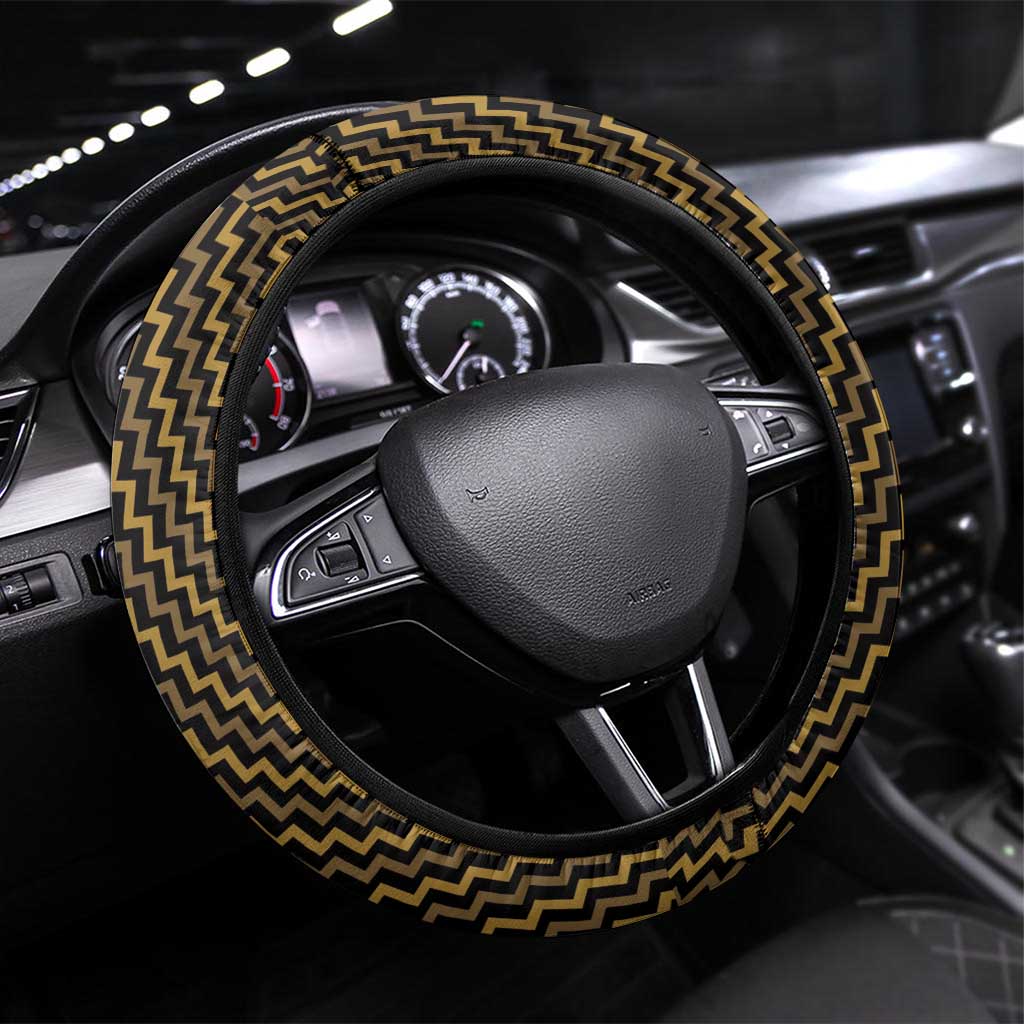 Aotearoa Taranaki Steering Wheel Cover Maori Tribal Pattern Mix Poutama