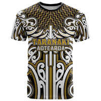 Custom Aotearoa Taranaki T Shirt Maori Tribal Pattern Mix Poutama LT05 Yellow - Polynesian Pride
