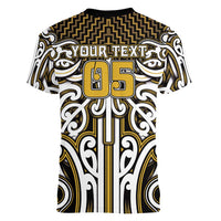 Custom Aotearoa Taranaki Women V-Neck T-Shirt Maori Tribal Pattern Mix Poutama LT05 - Polynesian Pride