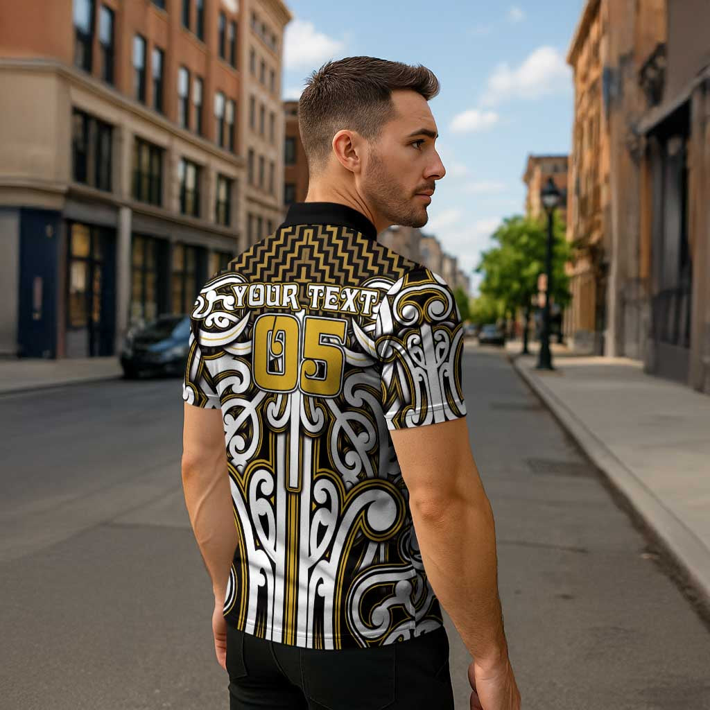 Custom Aotearoa Taranaki Zipper Polo Shirt Maori Tribal Pattern Mix Poutama LT05 - Polynesian Pride