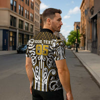 Custom Aotearoa Taranaki Zipper Polo Shirt Maori Tribal Pattern Mix Poutama LT05 - Polynesian Pride