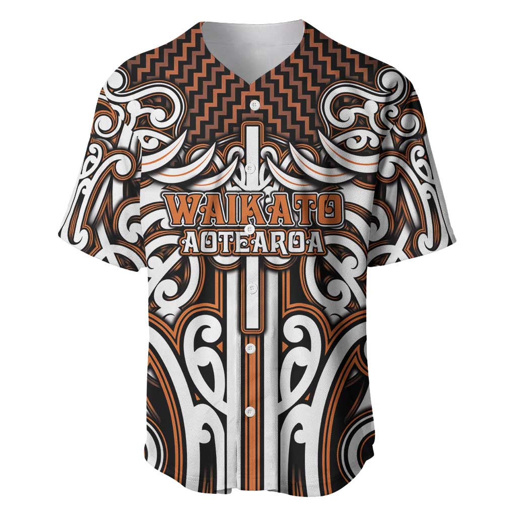 Custom Aotearoa Waikato Baseball Jersey Maori Tribal Pattern Mix Poutama