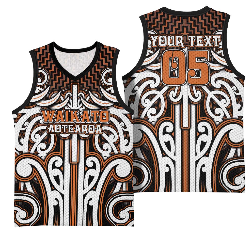 Custom Aotearoa Waikato Basketball Jersey Maori Tribal Pattern Mix Poutama LT05 - Polynesian Pride