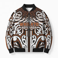 Custom Aotearoa Waikato Bomber Puffer Jacket Maori Tribal Pattern Mix Poutama