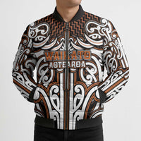Custom Aotearoa Waikato Bomber Puffer Jacket Maori Tribal Pattern Mix Poutama