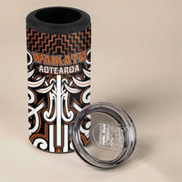 Custom Aotearoa Waikato 4 in 1 Can Cooler Tumbler Maori Tribal Pattern Mix Poutama LT05 - Polynesian Pride