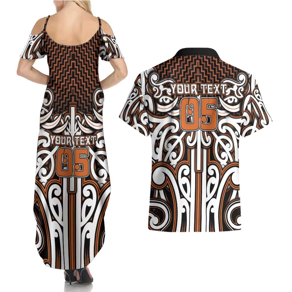 Custom Aotearoa Waikato Couples Matching Summer Maxi Dress and Hawaiian Shirt Maori Tribal Pattern Mix Poutama LT05 - Polynesian Pride