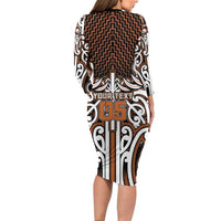 Custom Aotearoa Waikato Family Matching Long Sleeve Bodycon Dress and Hawaiian Shirt Maori Tribal Pattern Mix Poutama