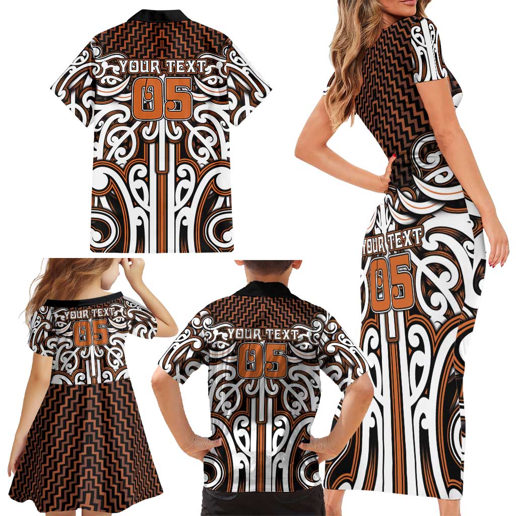 Custom Aotearoa Waikato Family Matching Short Sleeve Bodycon Dress and Hawaiian Shirt Maori Tribal Pattern Mix Poutama LT05 - Polynesian Pride