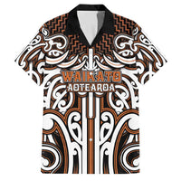 Custom Aotearoa Waikato Family Matching Short Sleeve Bodycon Dress and Hawaiian Shirt Maori Tribal Pattern Mix Poutama LT05 Dad's Shirt - Short Sleeve Orange - Polynesian Pride