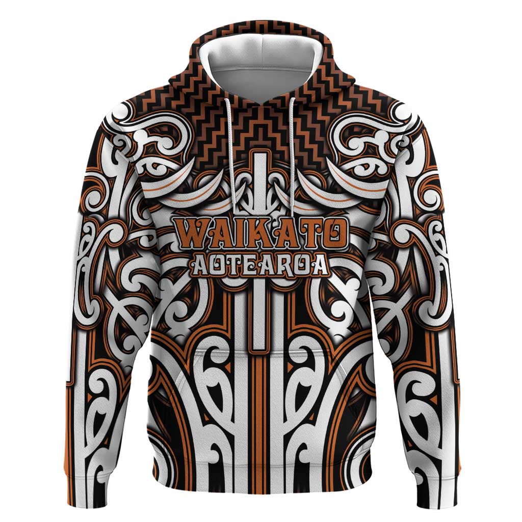 Custom Aotearoa Waikato Hoodie Maori Tribal Pattern Mix Poutama