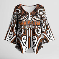 Custom Aotearoa Waikato Kimono Sleeve Blouse Maori Tribal Pattern Mix Poutama