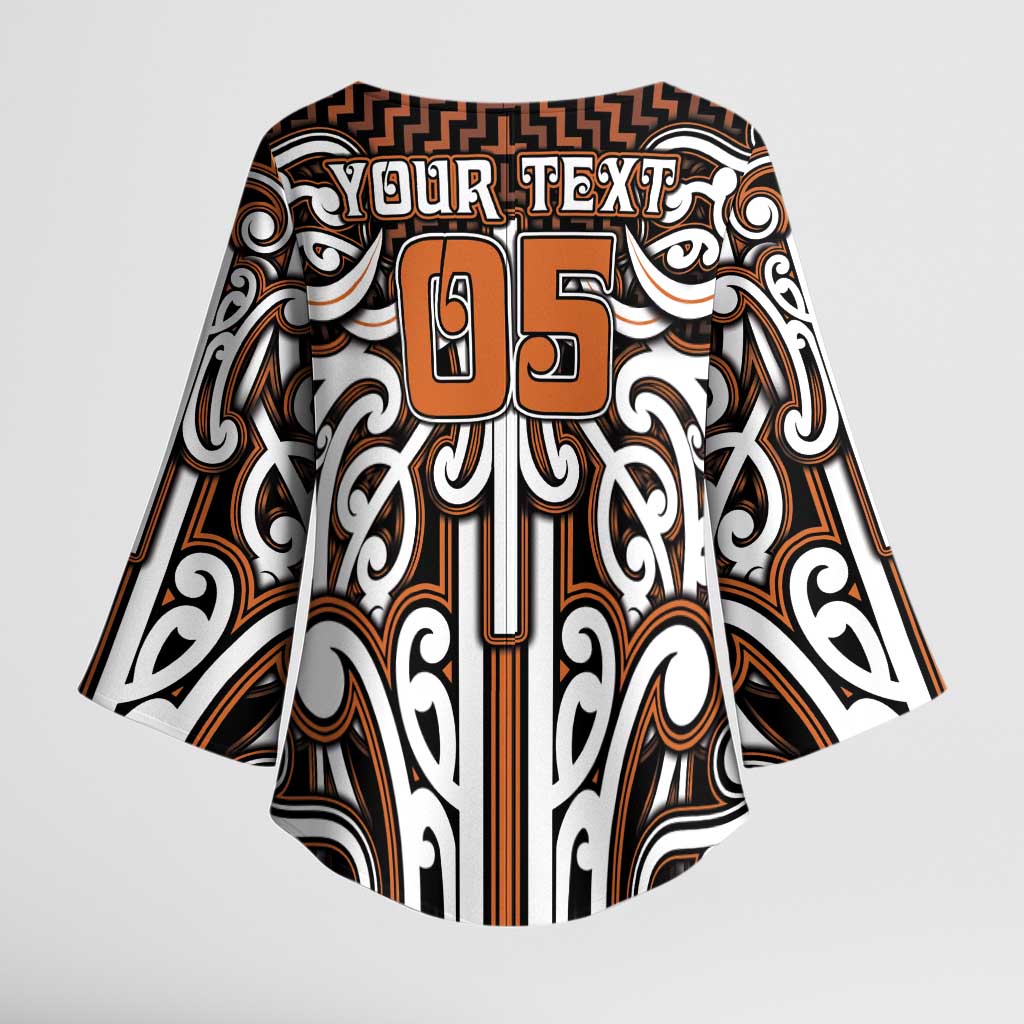 Custom Aotearoa Waikato Kimono Sleeve Blouse Maori Tribal Pattern Mix Poutama