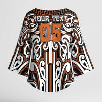 Custom Aotearoa Waikato Kimono Sleeve Blouse Maori Tribal Pattern Mix Poutama