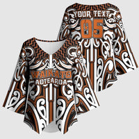 Custom Aotearoa Waikato Kimono Sleeve Blouse Maori Tribal Pattern Mix Poutama