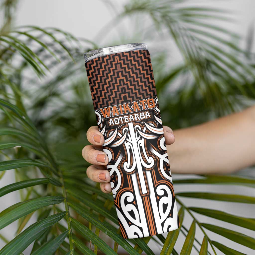 Custom Aotearoa Waikato Skinny Tumbler Maori Tribal Pattern Mix Poutama