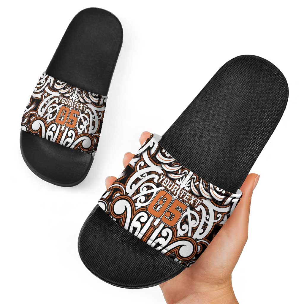 Custom Aotearoa Waikato Slide Sandals Maori Tribal Pattern Mix Poutama