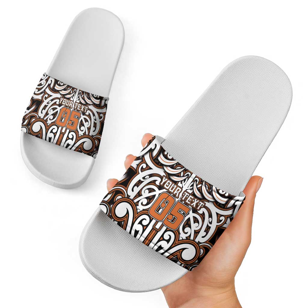 Custom Aotearoa Waikato Slide Sandals Maori Tribal Pattern Mix Poutama
