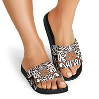 Custom Aotearoa Waikato Slide Sandals Maori Tribal Pattern Mix Poutama