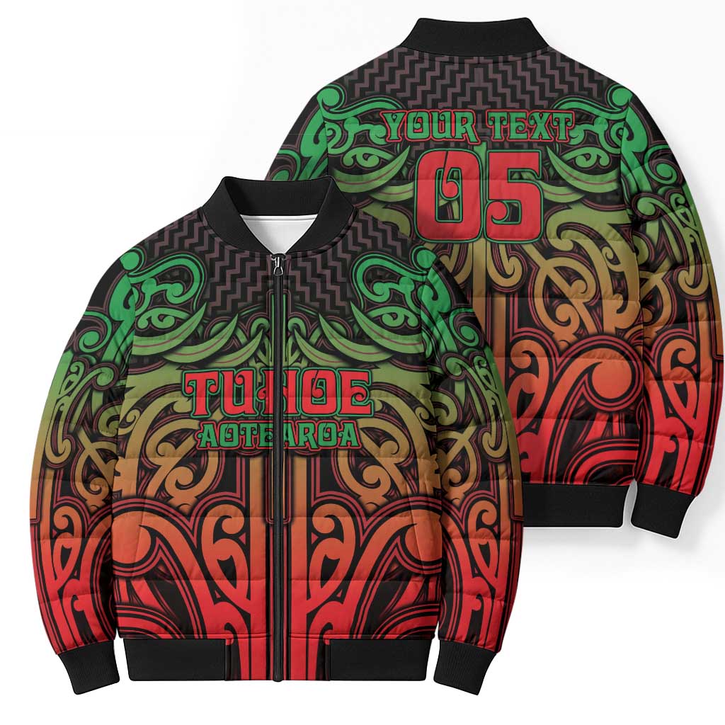 Custom Aotearoa Tuhoe Bomber Puffer Jacket Maori Tribal Pattern Mix Poutama LT05 - Polynesian Pride