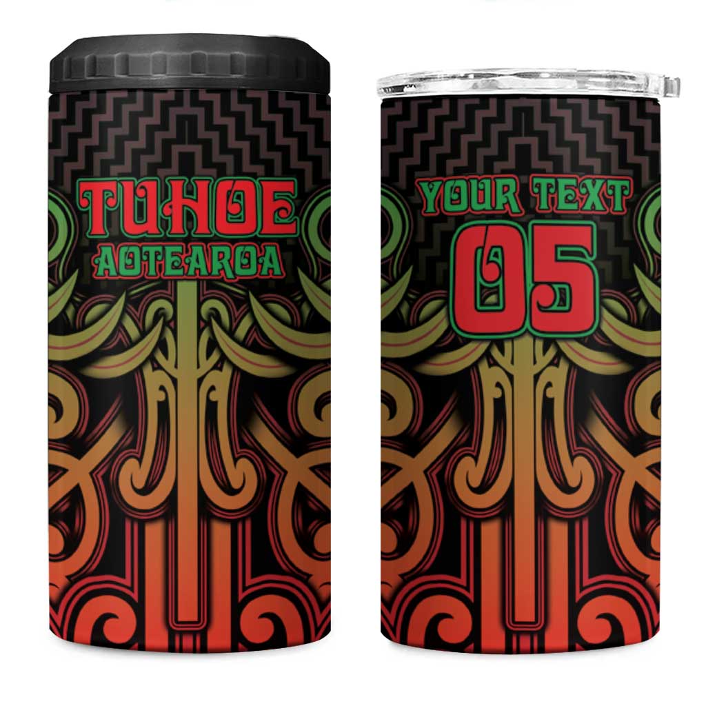 Custom Aotearoa Tuhoe 4 in 1 Can Cooler Tumbler Maori Tribal Pattern Mix Poutama