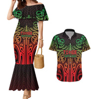 Custom Aotearoa Tuhoe Couples Matching Mermaid Dress and Hawaiian Shirt Maori Tribal Pattern Mix Poutama LT05 Black - Polynesian Pride