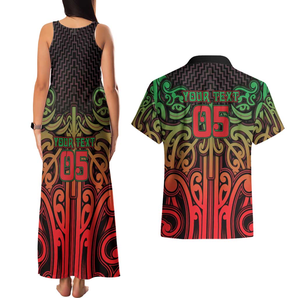 Custom Aotearoa Tuhoe Couples Matching Tank Maxi Dress and Hawaiian Shirt Maori Tribal Pattern Mix Poutama LT05 - Polynesian Pride