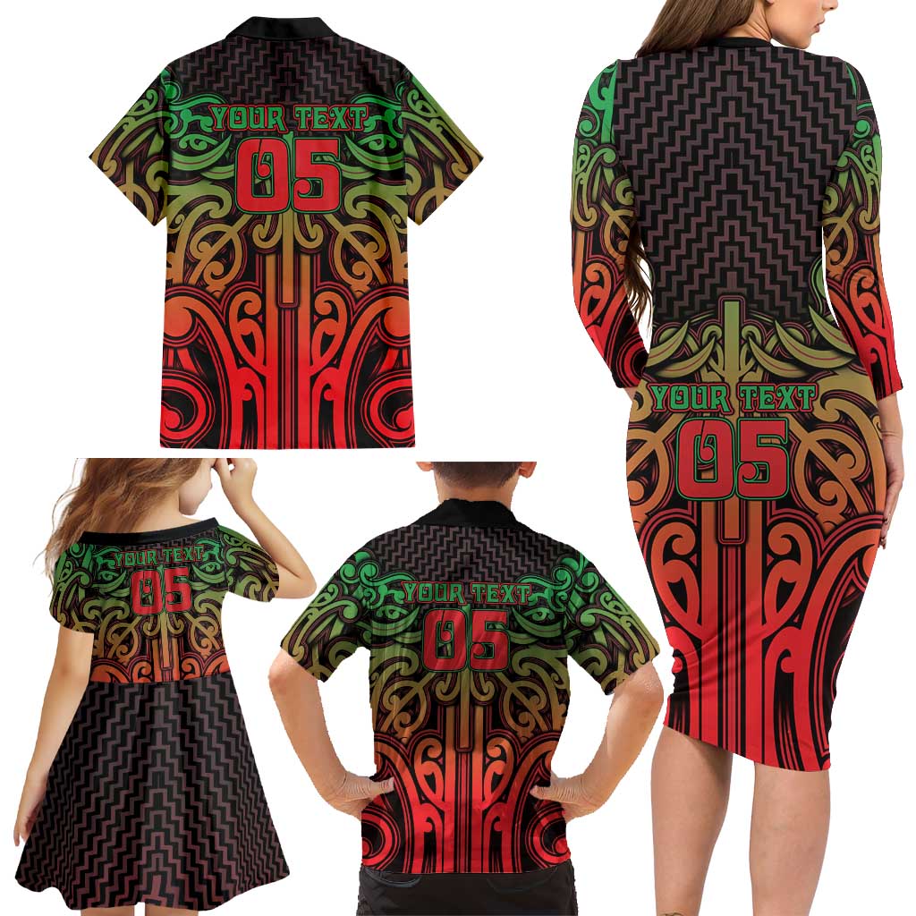Custom Aotearoa Tuhoe Family Matching Long Sleeve Bodycon Dress and Hawaiian Shirt Maori Tribal Pattern Mix Poutama