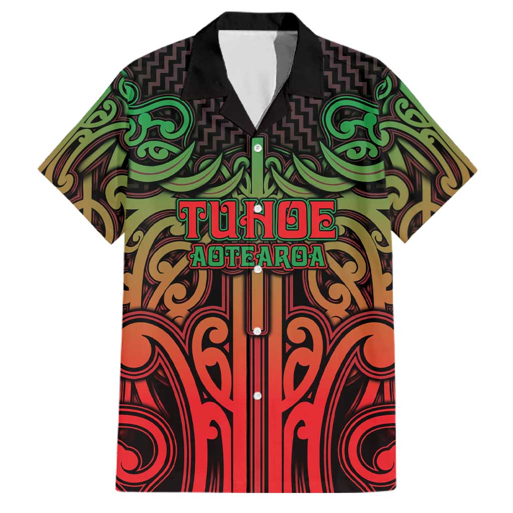 Custom Aotearoa Tuhoe Family Matching Mermaid Dress and Hawaiian Shirt Maori Tribal Pattern Mix Poutama LT05 Dad's Shirt - Short Sleeve Black - Polynesian Pride