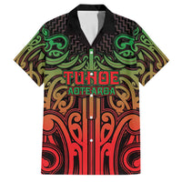 Custom Aotearoa Tuhoe Family Matching Mermaid Dress and Hawaiian Shirt Maori Tribal Pattern Mix Poutama LT05 Dad's Shirt - Short Sleeve Black - Polynesian Pride