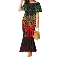 Custom Aotearoa Tuhoe Family Matching Mermaid Dress and Hawaiian Shirt Maori Tribal Pattern Mix Poutama LT05 Mom's Dress Black - Polynesian Pride
