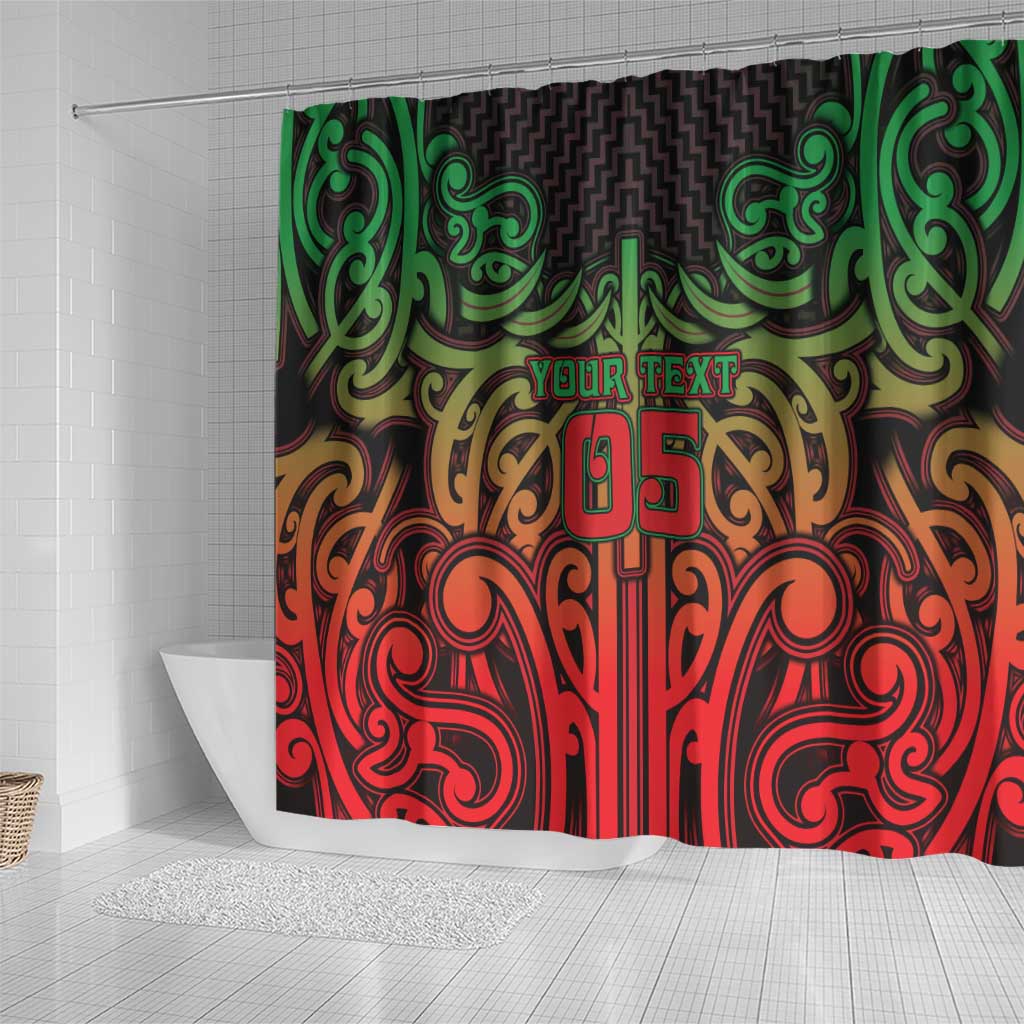 Custom Aotearoa Tuhoe Shower Curtain Maori Tribal Pattern Mix Poutama
