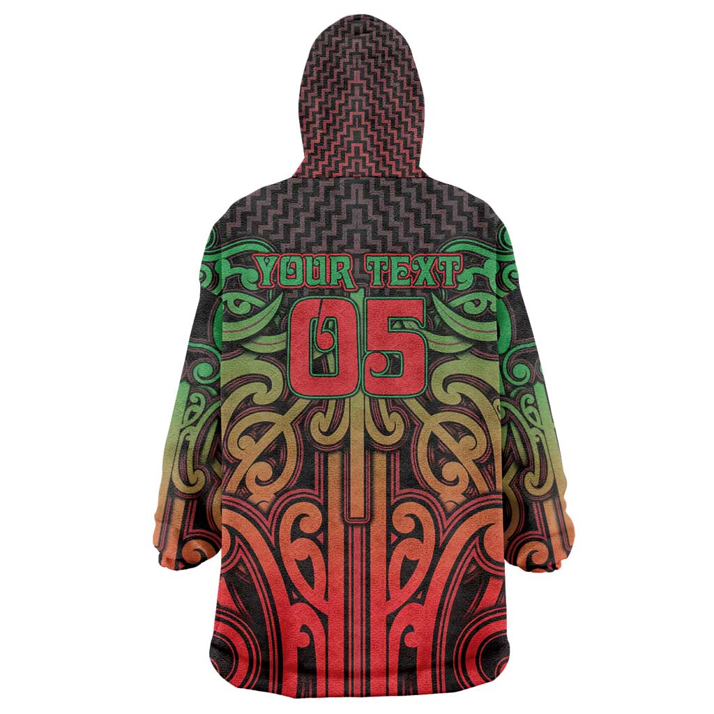 Custom Aotearoa Tuhoe Wearable Blanket Hoodie Maori Tribal Pattern Mix Poutama