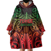 Custom Aotearoa Tuhoe Wearable Blanket Hoodie Maori Tribal Pattern Mix Poutama