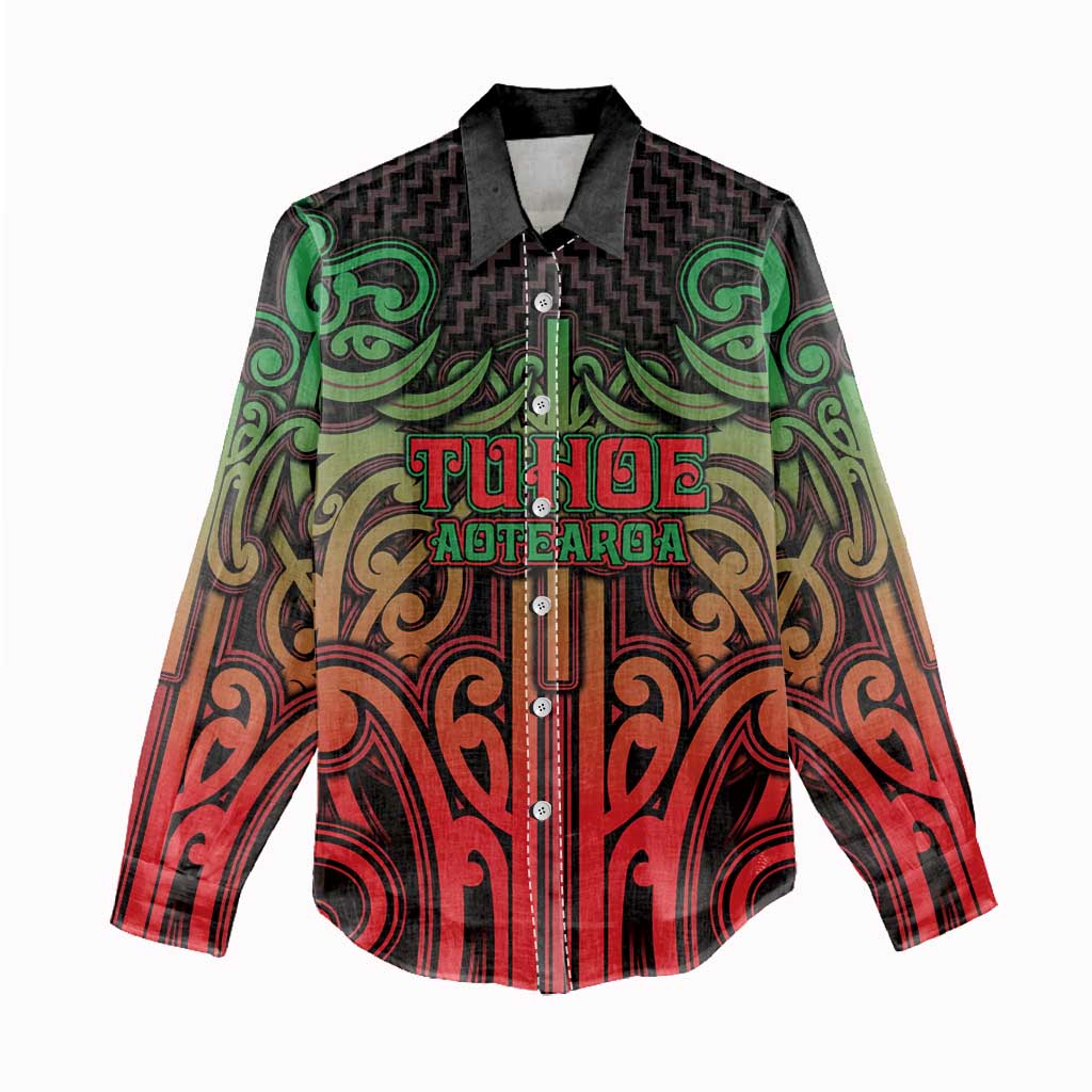 Custom Aotearoa Tuhoe Women Casual Shirt Maori Tribal Pattern Mix Poutama LT05 - Polynesian Pride