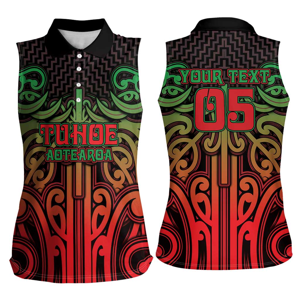 Custom Aotearoa Tuhoe Women Sleeveless Polo Shirt Maori Tribal Pattern Mix Poutama LT05 - Polynesian Pride