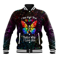 I See Your True Colors Personalised Baseball Jacket Autism Awareness LT05 Unisex Black - Polynesian Pride